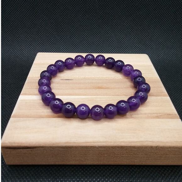 Artisan Amethyst Natural Stone Bracelet Purple Beaded Bohemian Stretch Natural - Picture 5 of 11